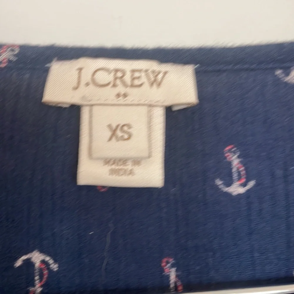 J. Crew Blue Anchor Print Tunic Top Sz XS EUC